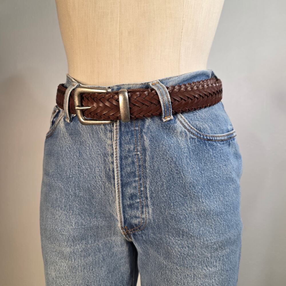 Brown Braided Belt Woven Boho Western Casual Size Large Costal Cowgirl